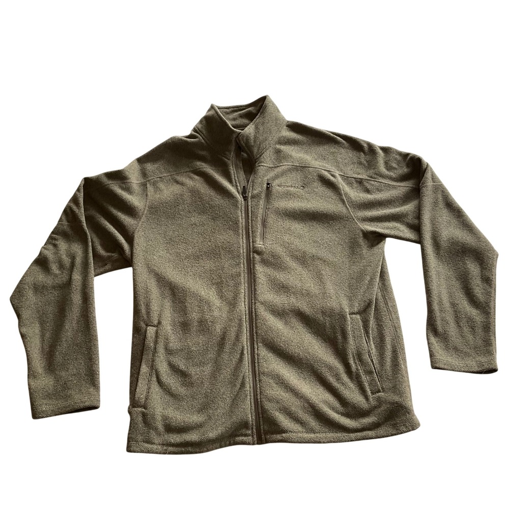 Merrell Full Zip Fleece Jacket Mens XL Beige Textured Outdoor Hiking